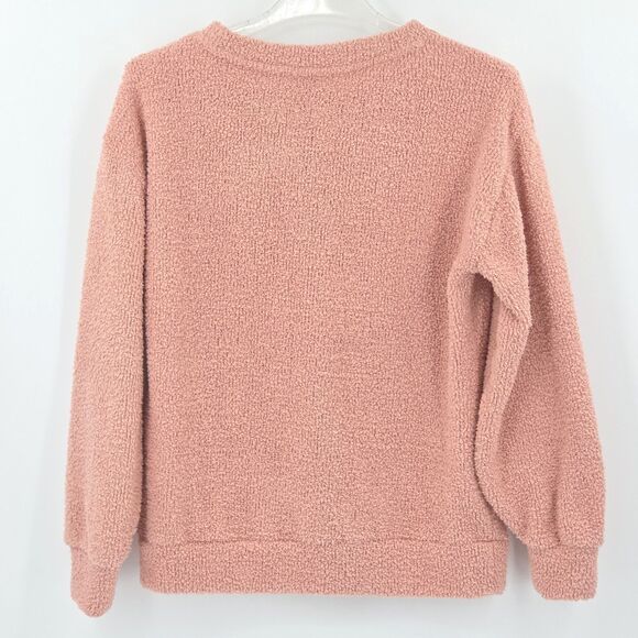 Wonderly Fuzzy Sweater Womens Size Small Pink Crewneck Soft Faux Sherpa Fall - Picture 2 of 6